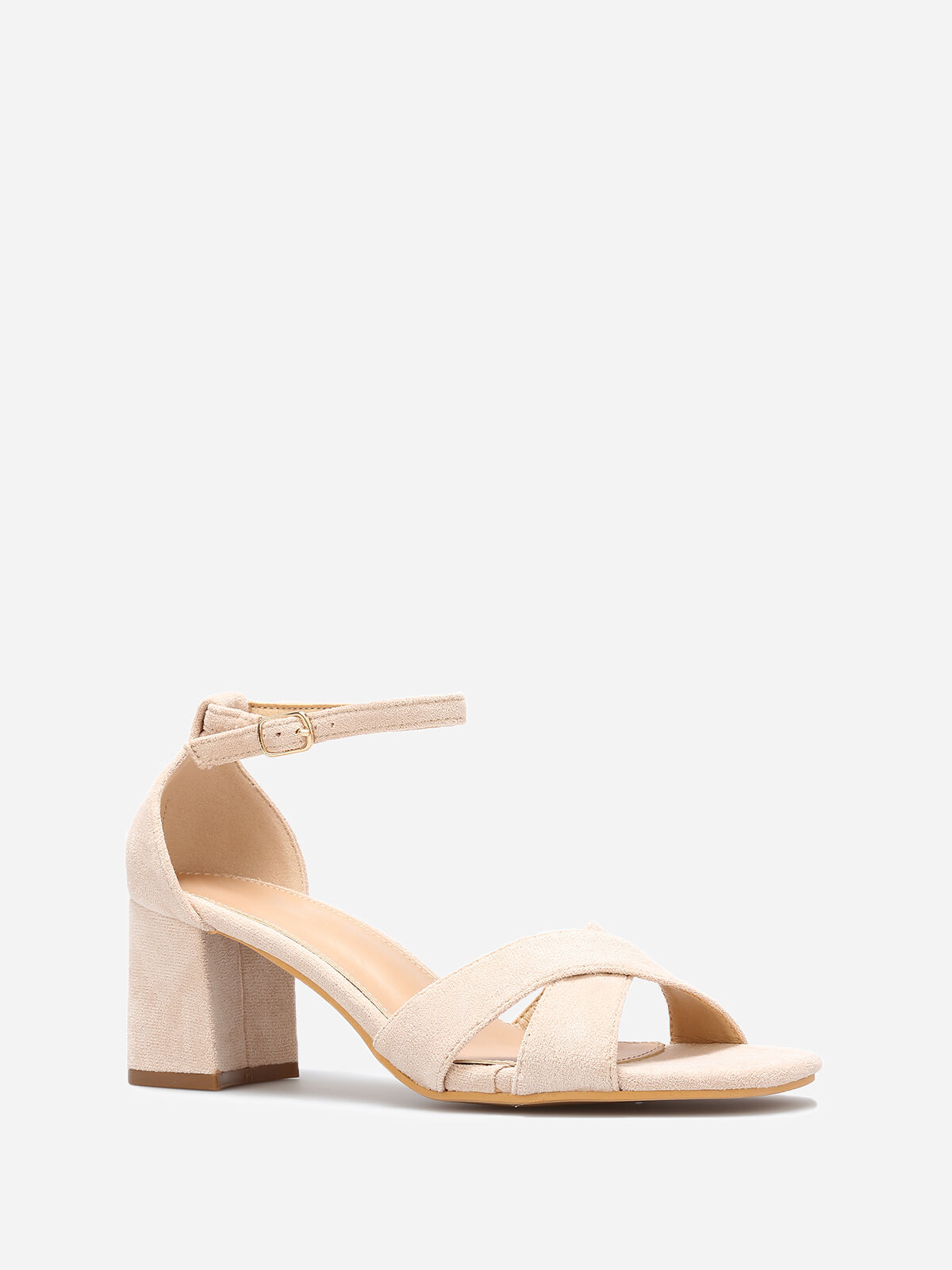 Sandales en suédine à brides croisées- Beige