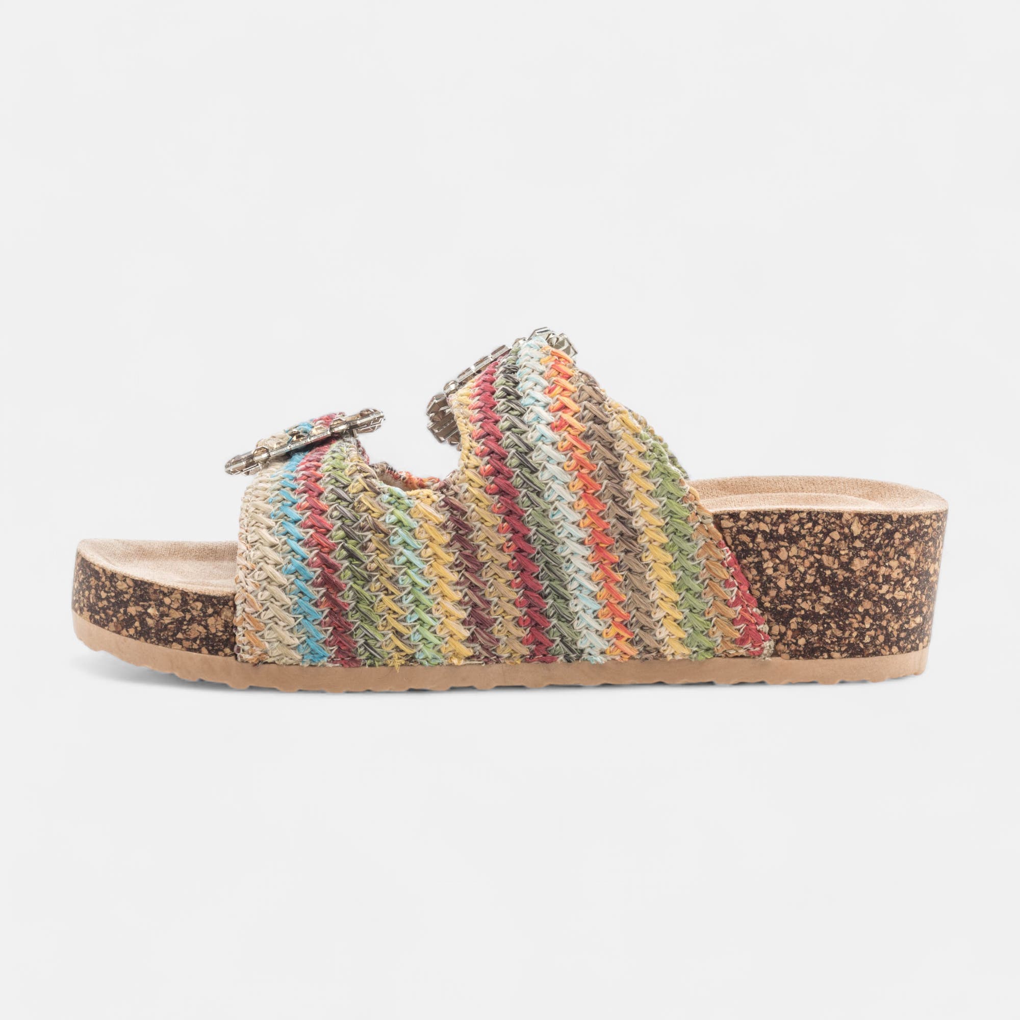 Mules semelle liège Femme multicolore