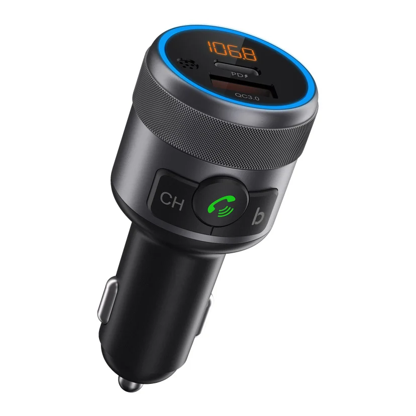 FM-sender for bil 12 V USB-A USB-C