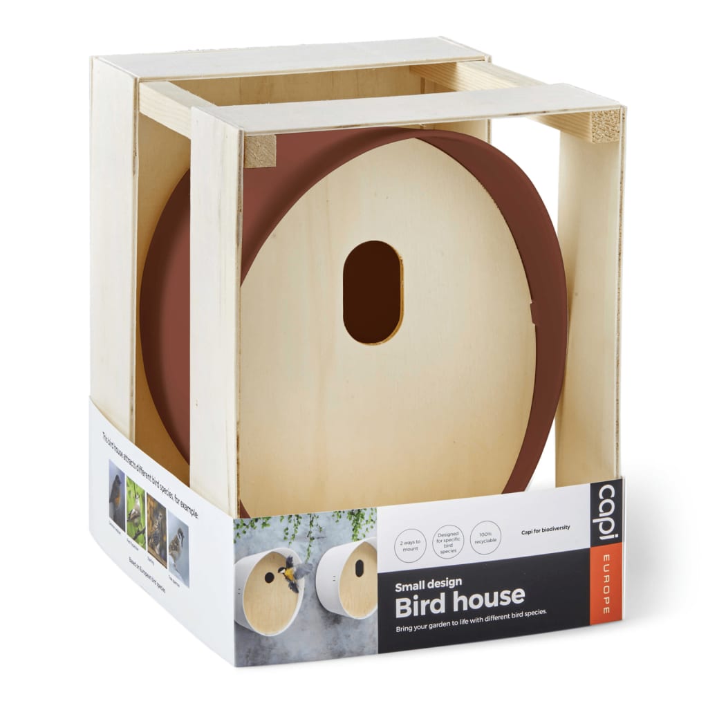 Maison à oiseaux oval 2 24x19x23 cm marron
