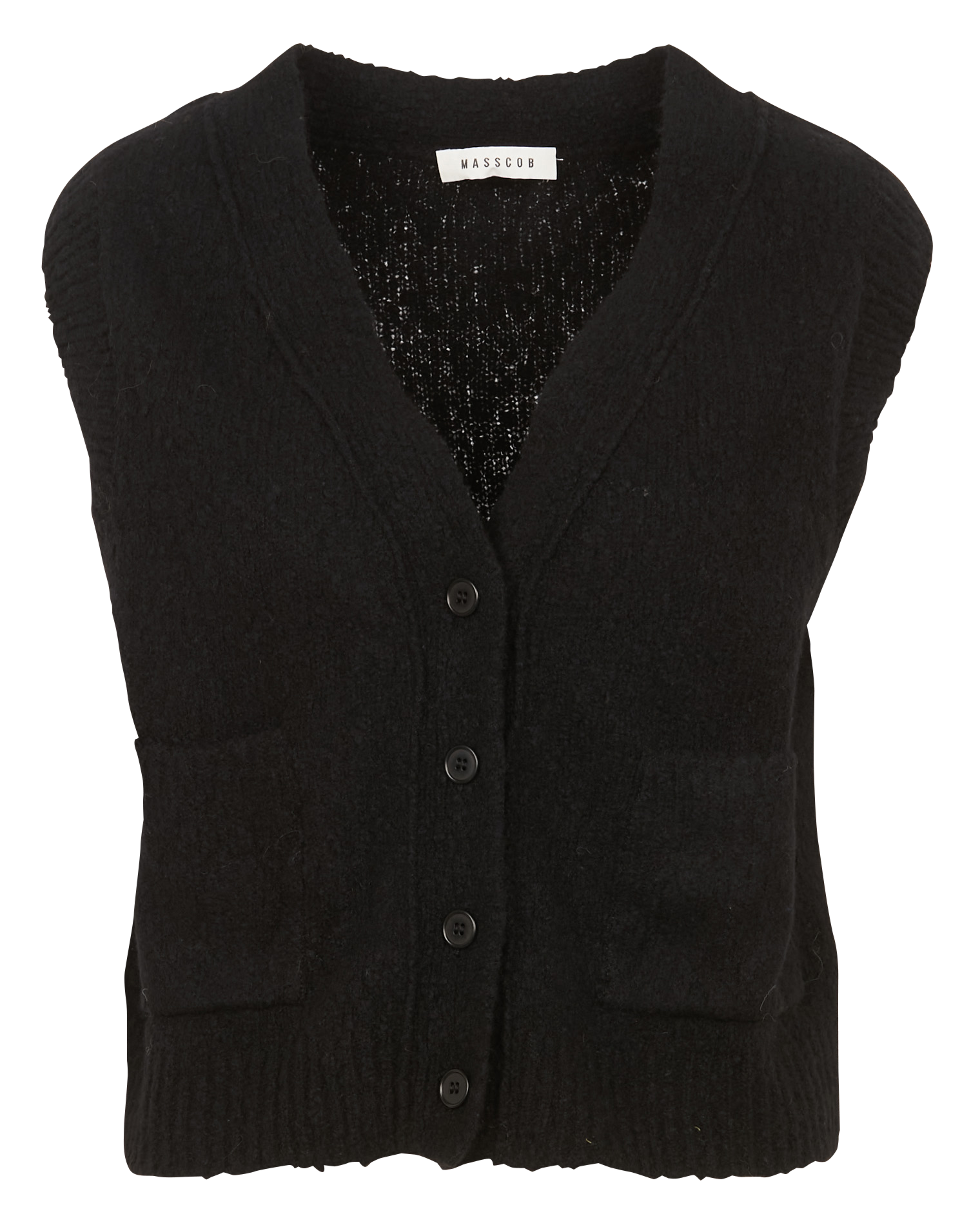 NEVADO - Gilet droit encolure V en laine mélangée | Noir
