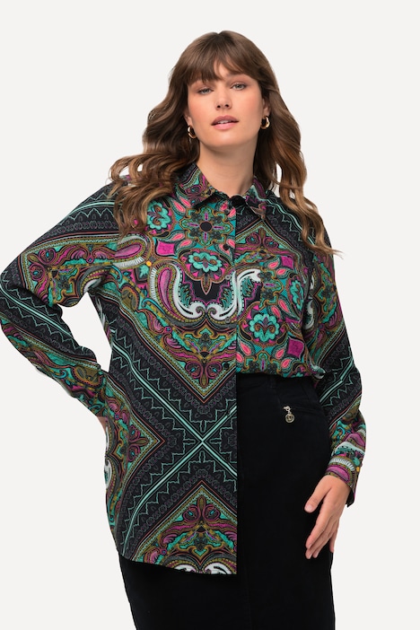 Hemdbluse, bedruckt, Hemdkragen, Langarm