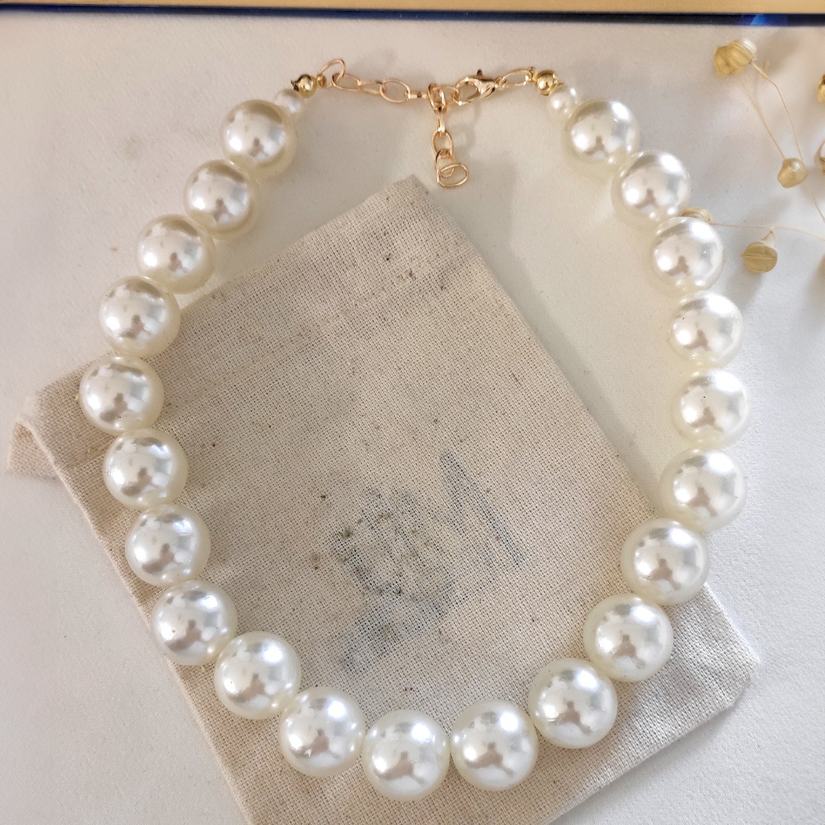 Collier - Laiton plaqué or & perles