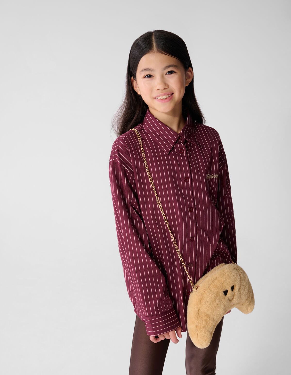 Oversized Lace Pinstripe Blouse Donkerrood