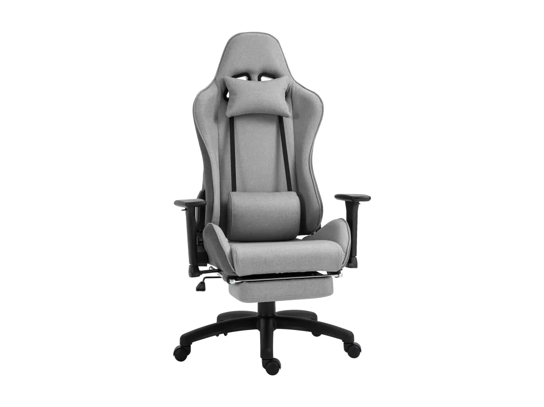 Vinsetto Fauteuil de bureau manager grand confort repose-pied tétière + coussin lombaires intégrés dossier inclinable accoudoirs réglables lin gris