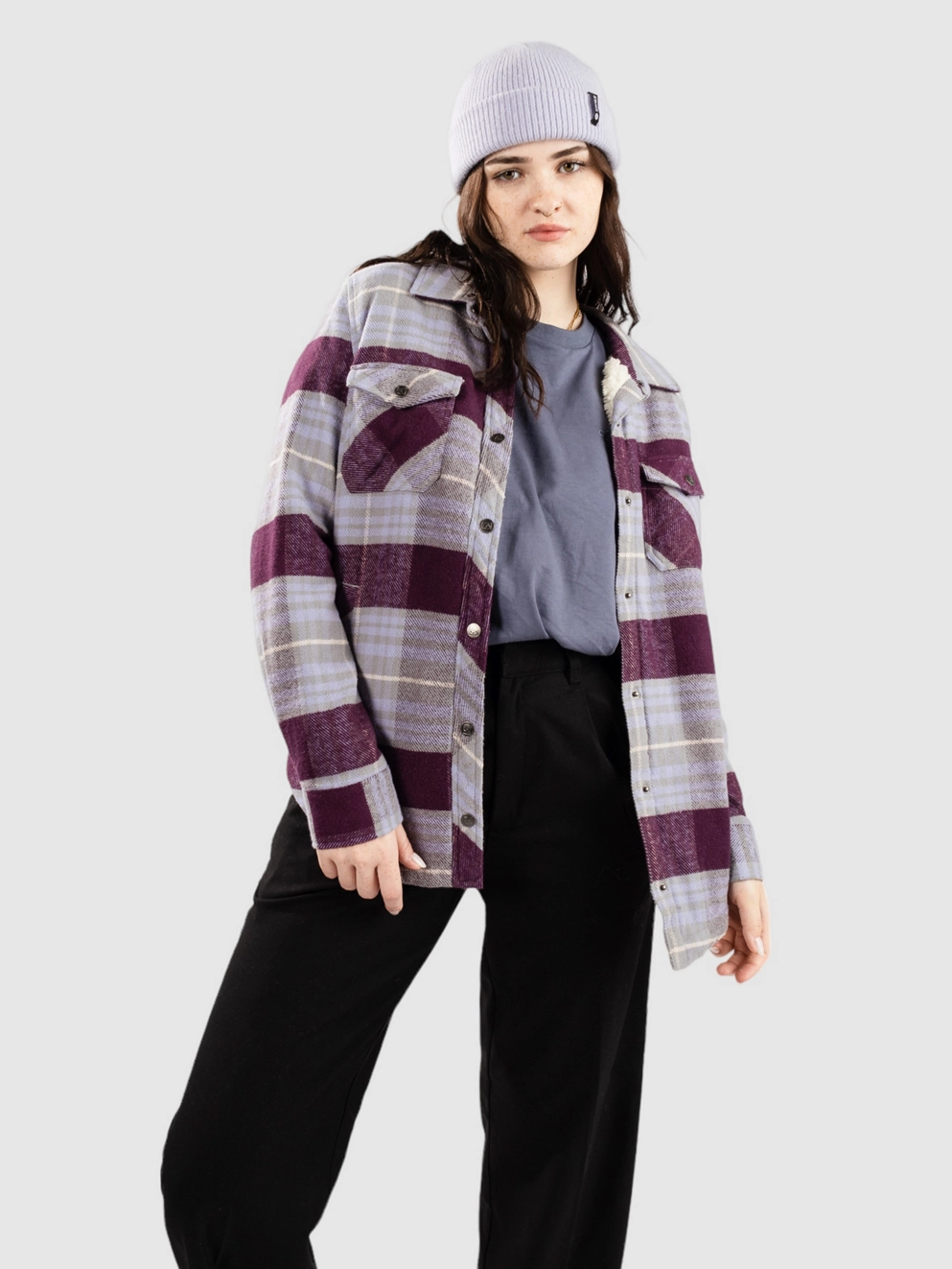 Coal Adler Shirt aubergine grey minimal g