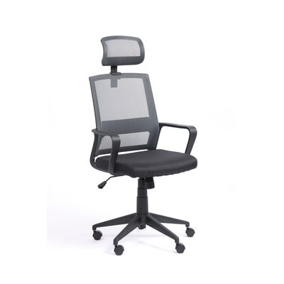 Fauteuil de bureau LIBERTY 02 - accoudoirs fixes - appui-tête réglable - noir et gris