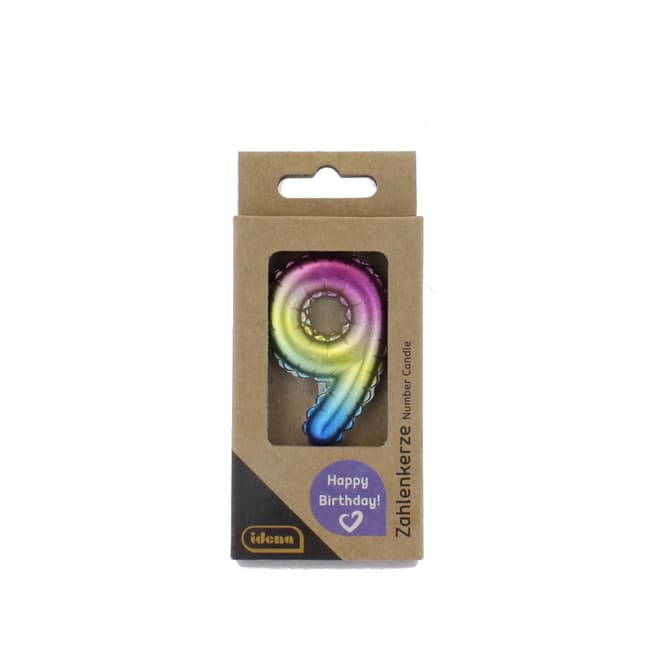 Zahlenkerze 9 metallic bunt