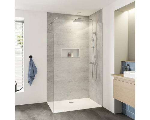 Inloopdouche BREUER Panorama Express Q72 90 x 200 cm, chroomprofiel, helder glas, vuilafstotende glascoating, 3 montagemogelijkheden