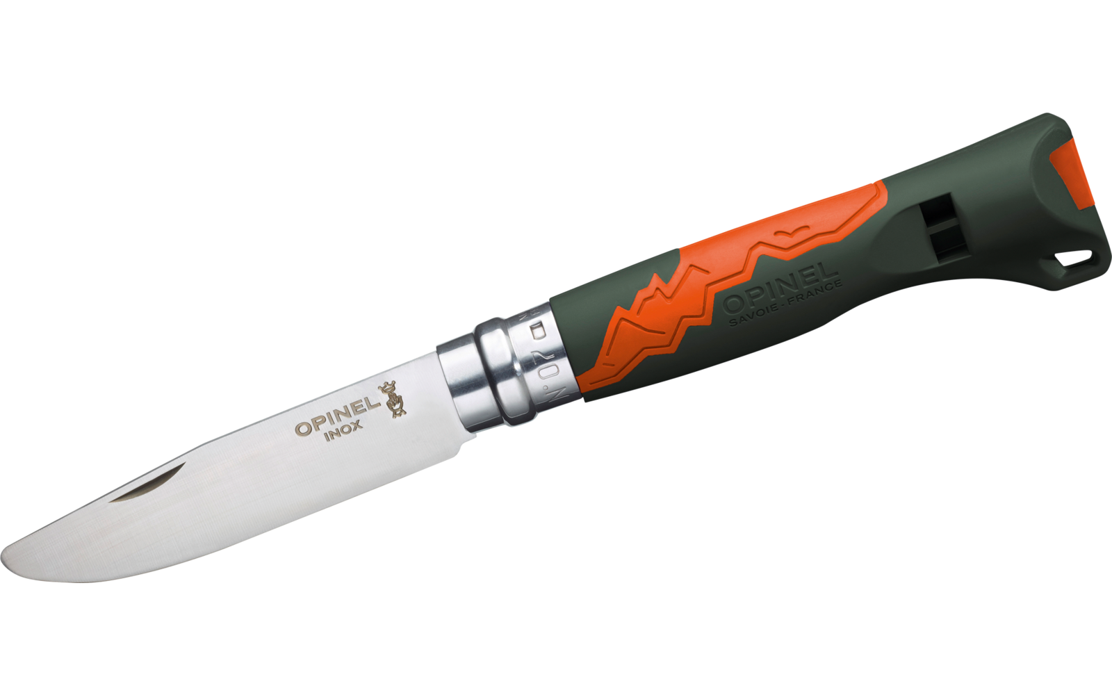 Opinel N°07 Outdoor Junior Taschenmesser mit integrierter Pfeife Klingenlänge 8 cm rot