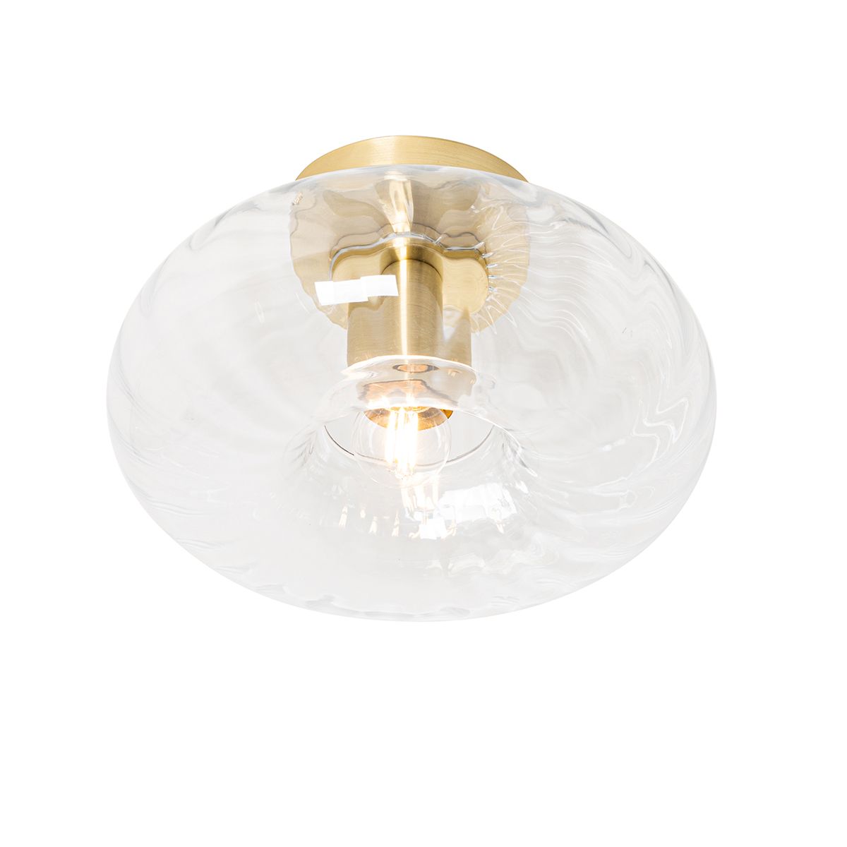 Art Deco plafondlamp goud met glas - Ayesha