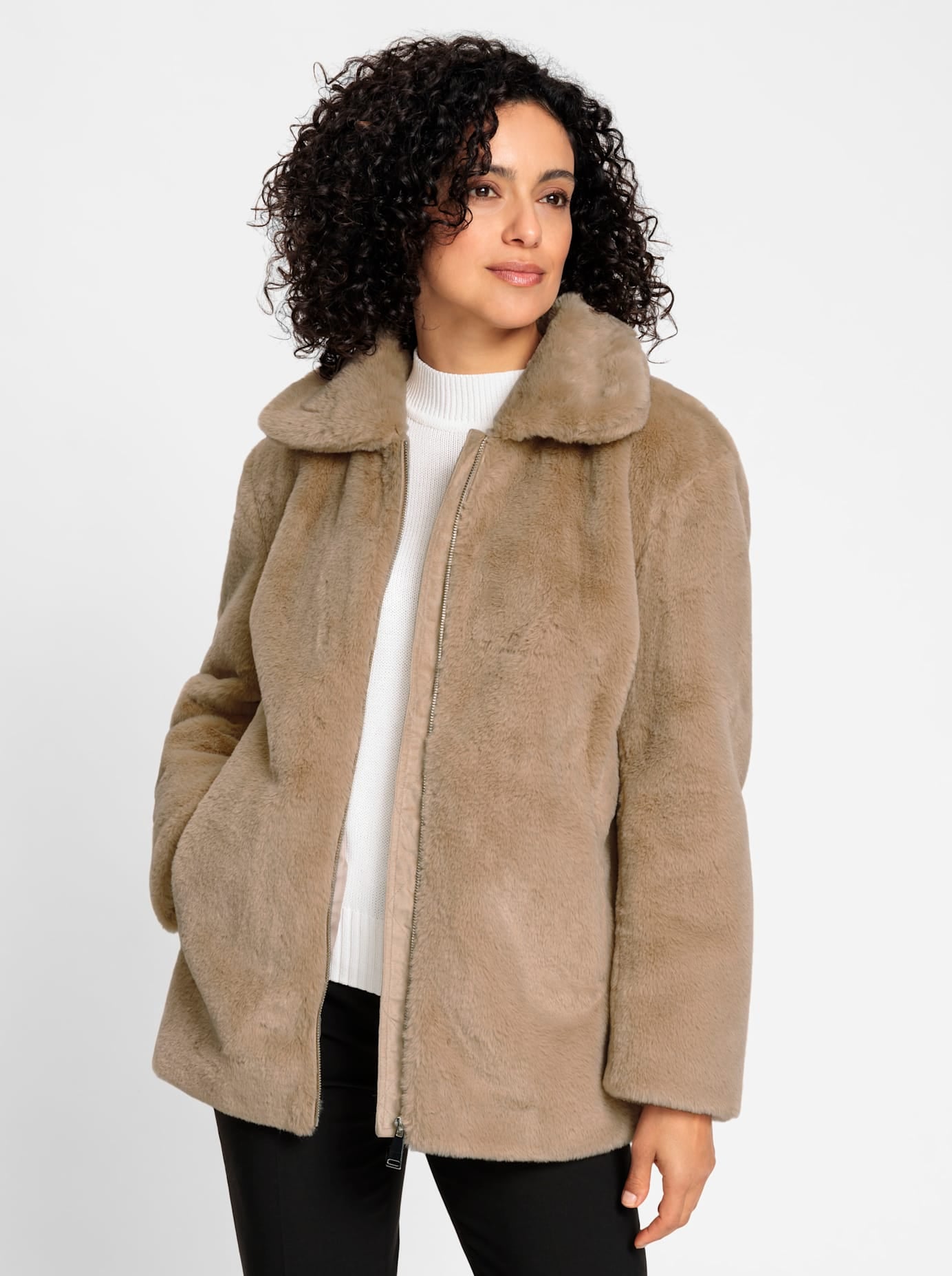 Inspirationen Fellimitatjacke ohne Kapuze