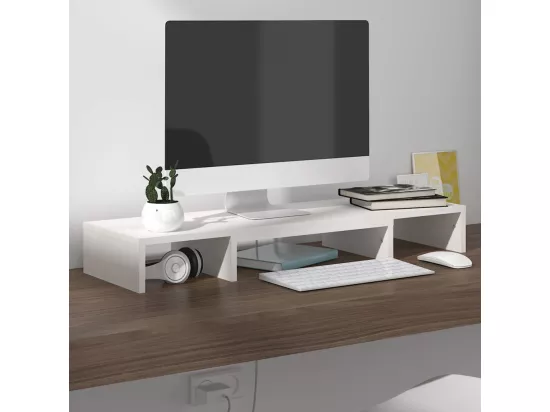 Support de moniteur Blanc 80x24x10,5 cm Bois de pin solide