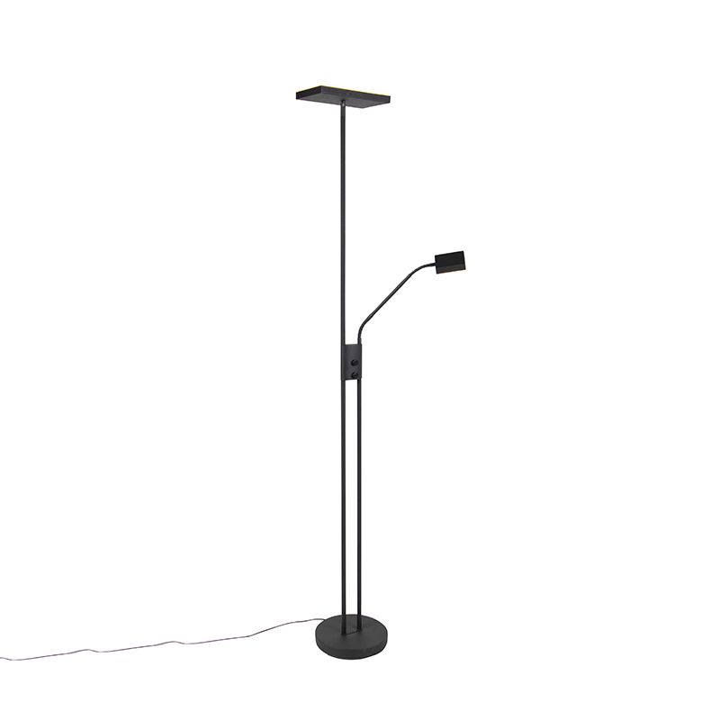 Moderne vloerlamp zwart incl. LED en dimmer met leeslamp - Jazzy