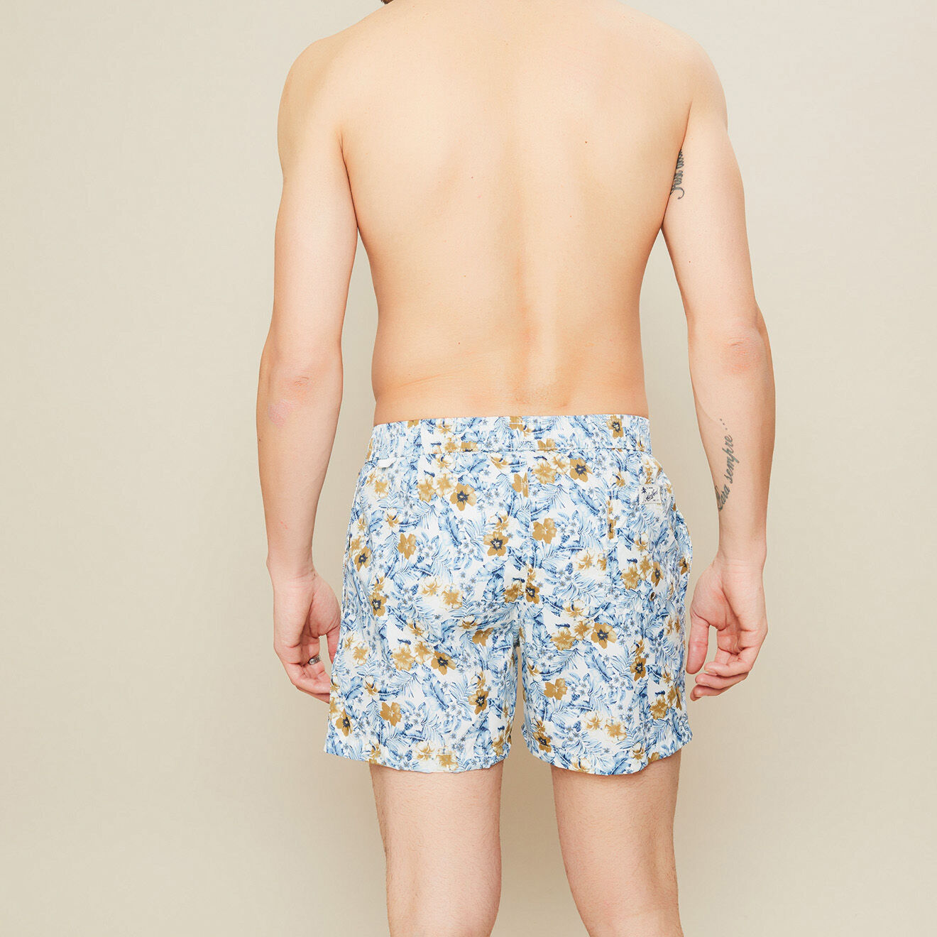 Hartford Short de bain Petite Poche Tropical Flowers imprimé  bleu/beige