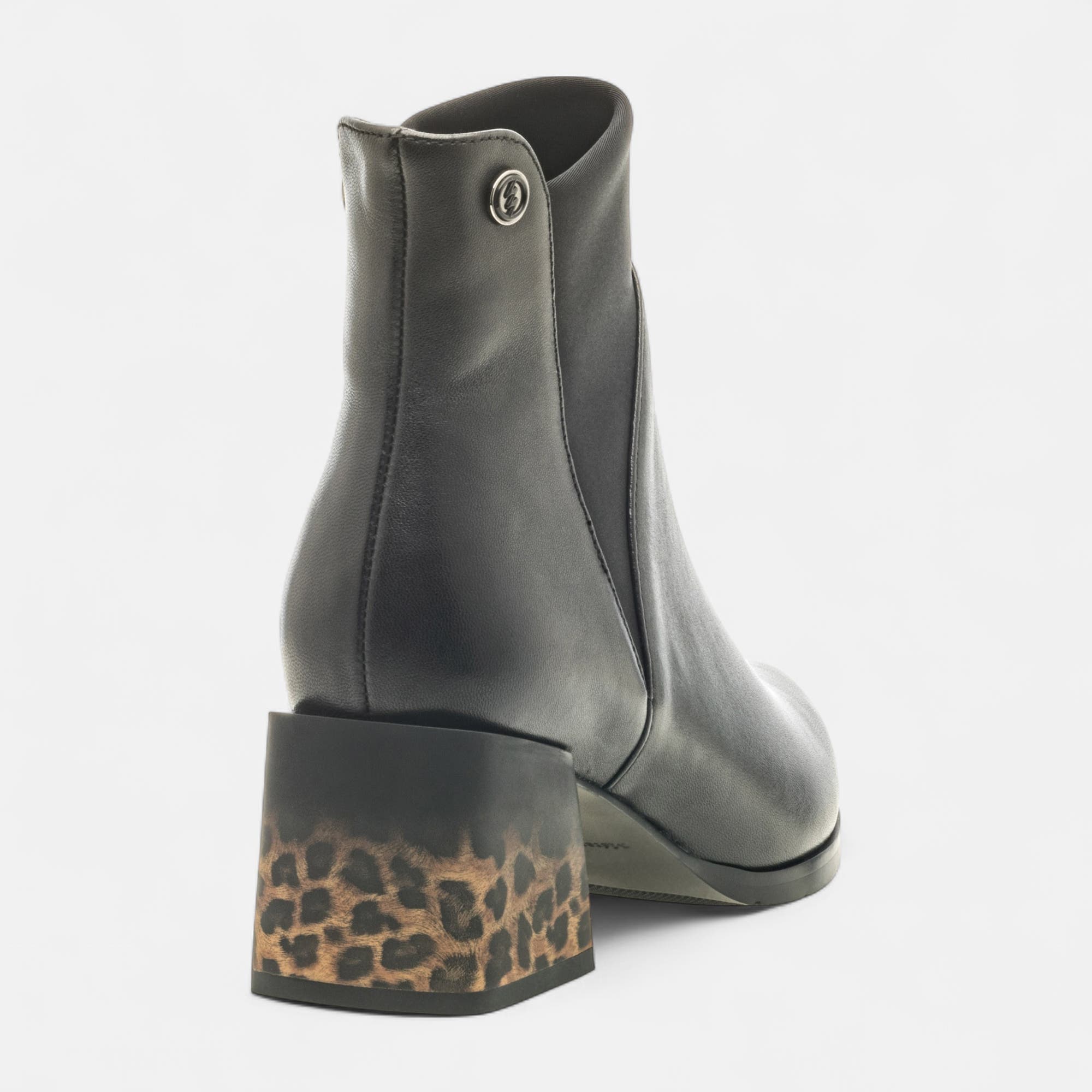 Bottines à talon Femme en cuir noir