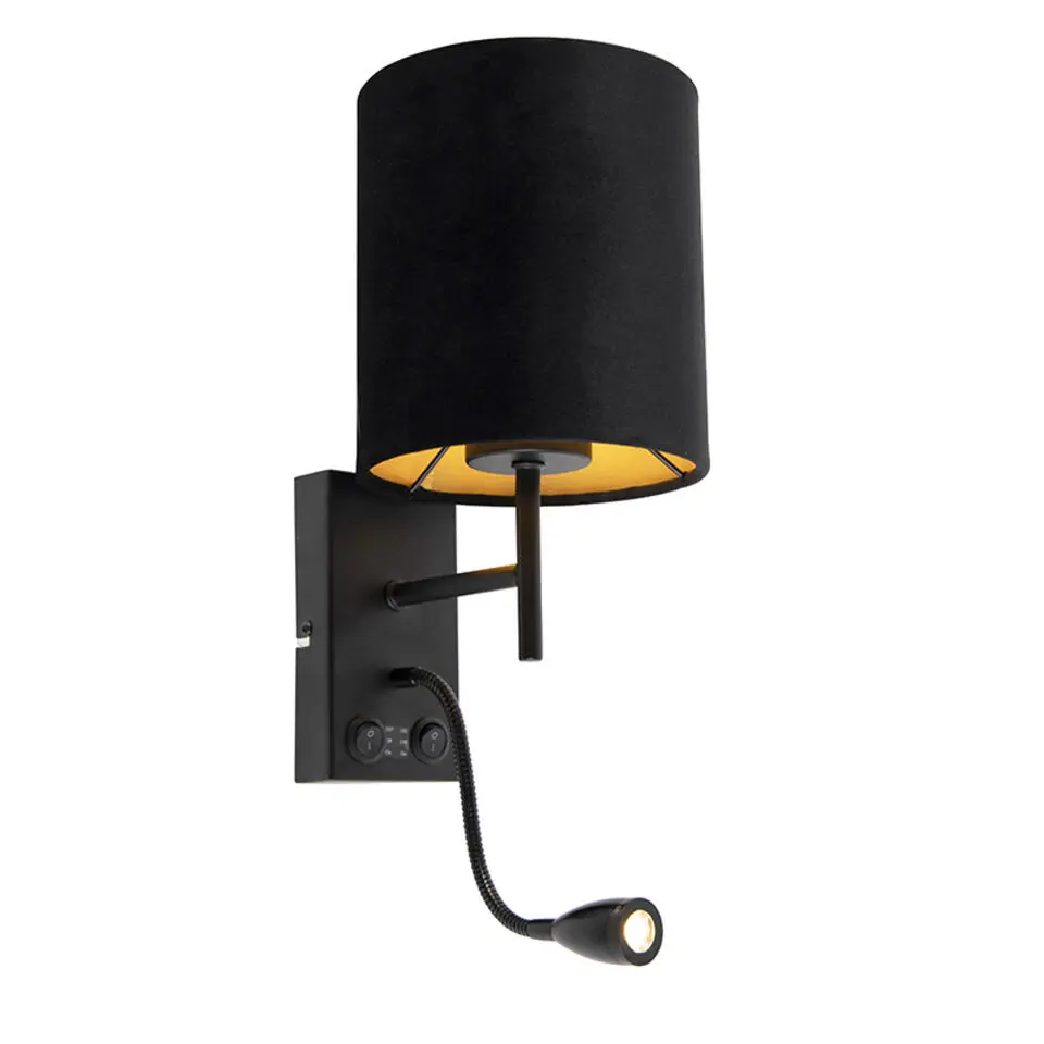 Qazqa wandlampen stacca zwart e27