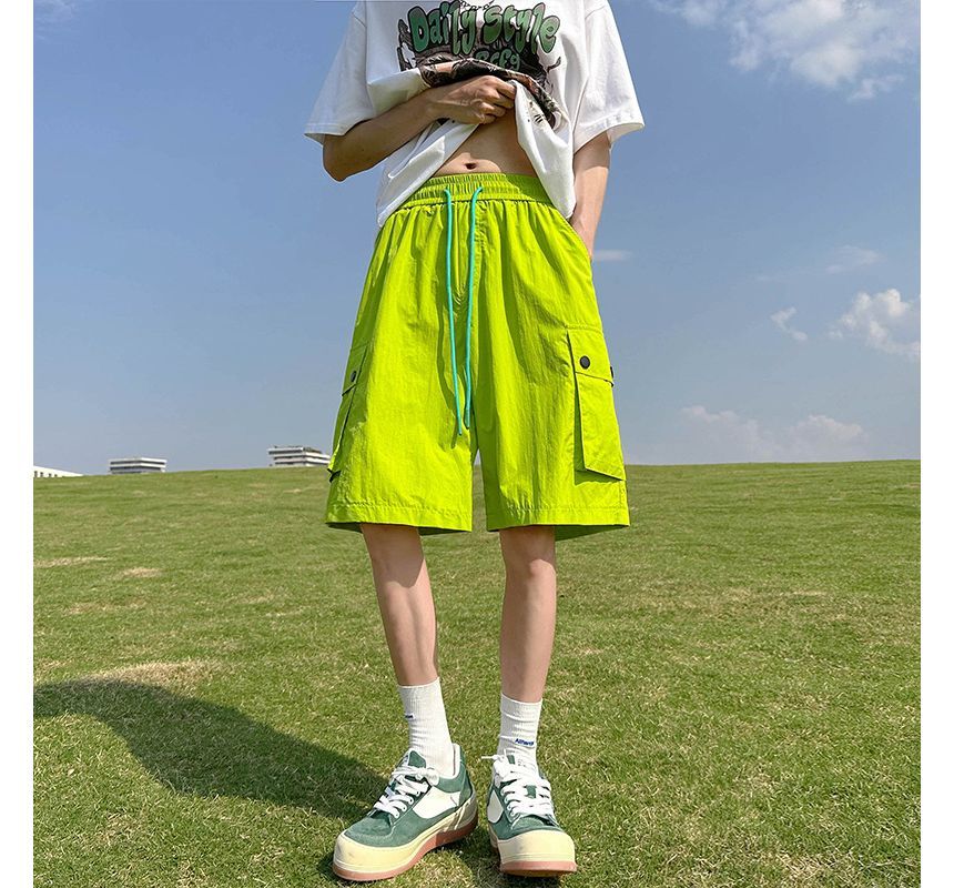 Obikan - Effen cargoshorts met trekkoordtaille