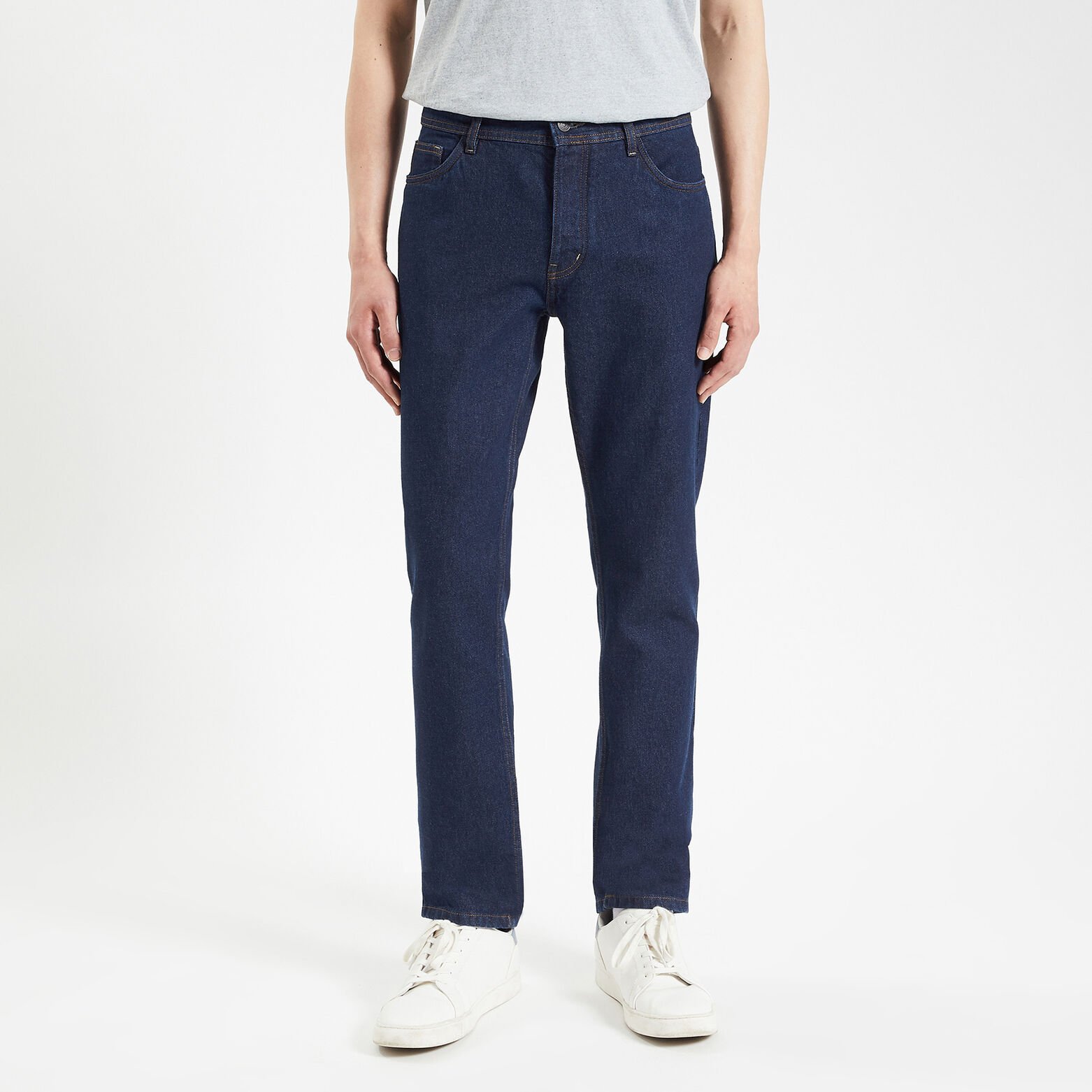Jean straight authentique brut Bleu moyen