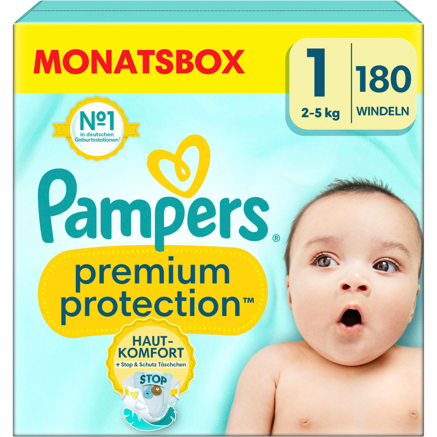 Pampers Premium Protection Grösse 1, 2-5kg, 180 Stück