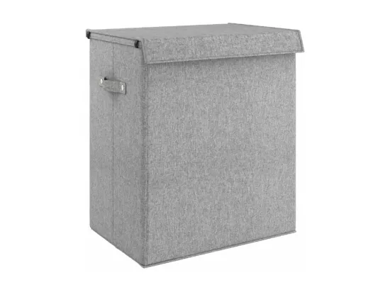 Panier à linge pliable Gris 51x34,5x59 Tissu en faux lin