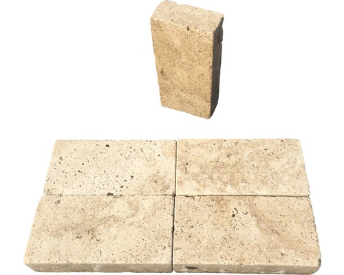 FLAIRSTONE universele steen Roma travertin crème 24 x 12 x 6 cm getrommeld