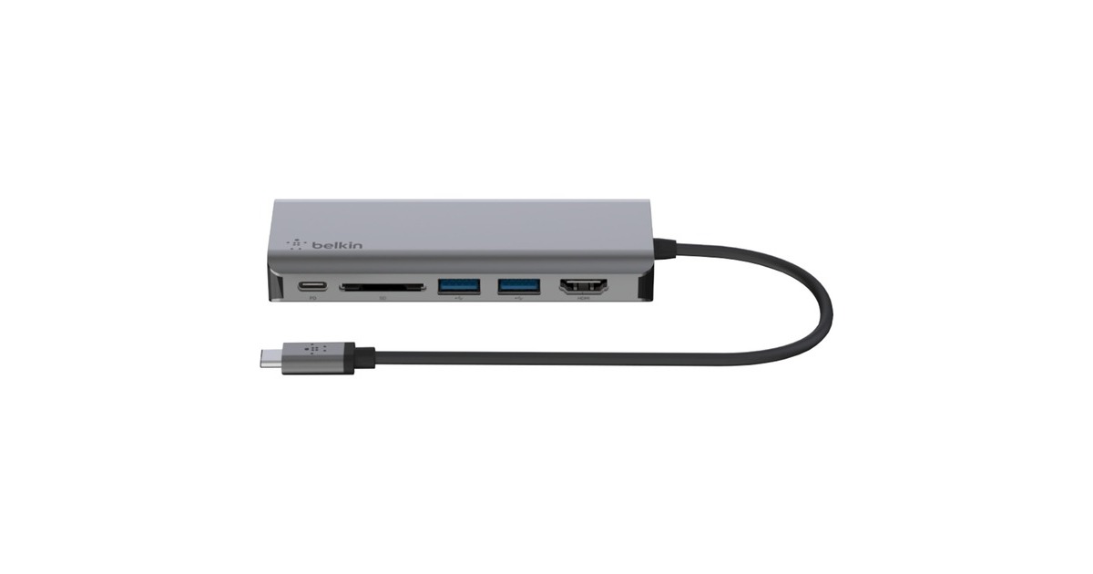 BelkinCONNECT Meerpoorts 6-in-1 USB-C hub dockingstation  (Zilver)
