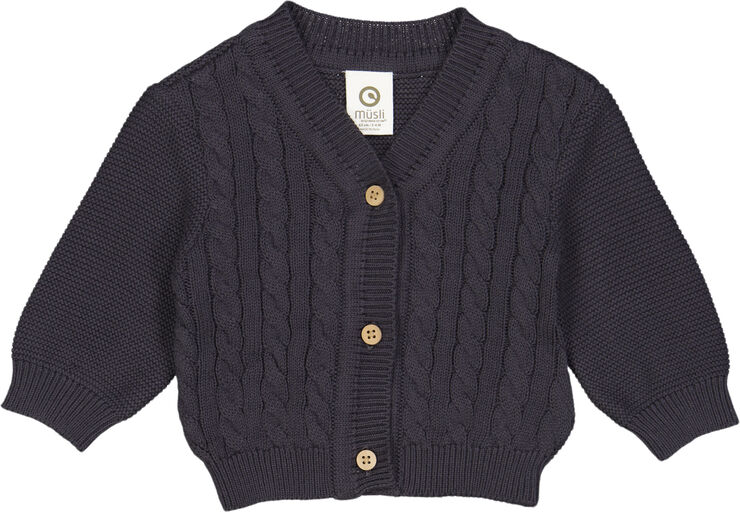 Müsli by Green Cotton Knit cable cardigan baby Mystery blue