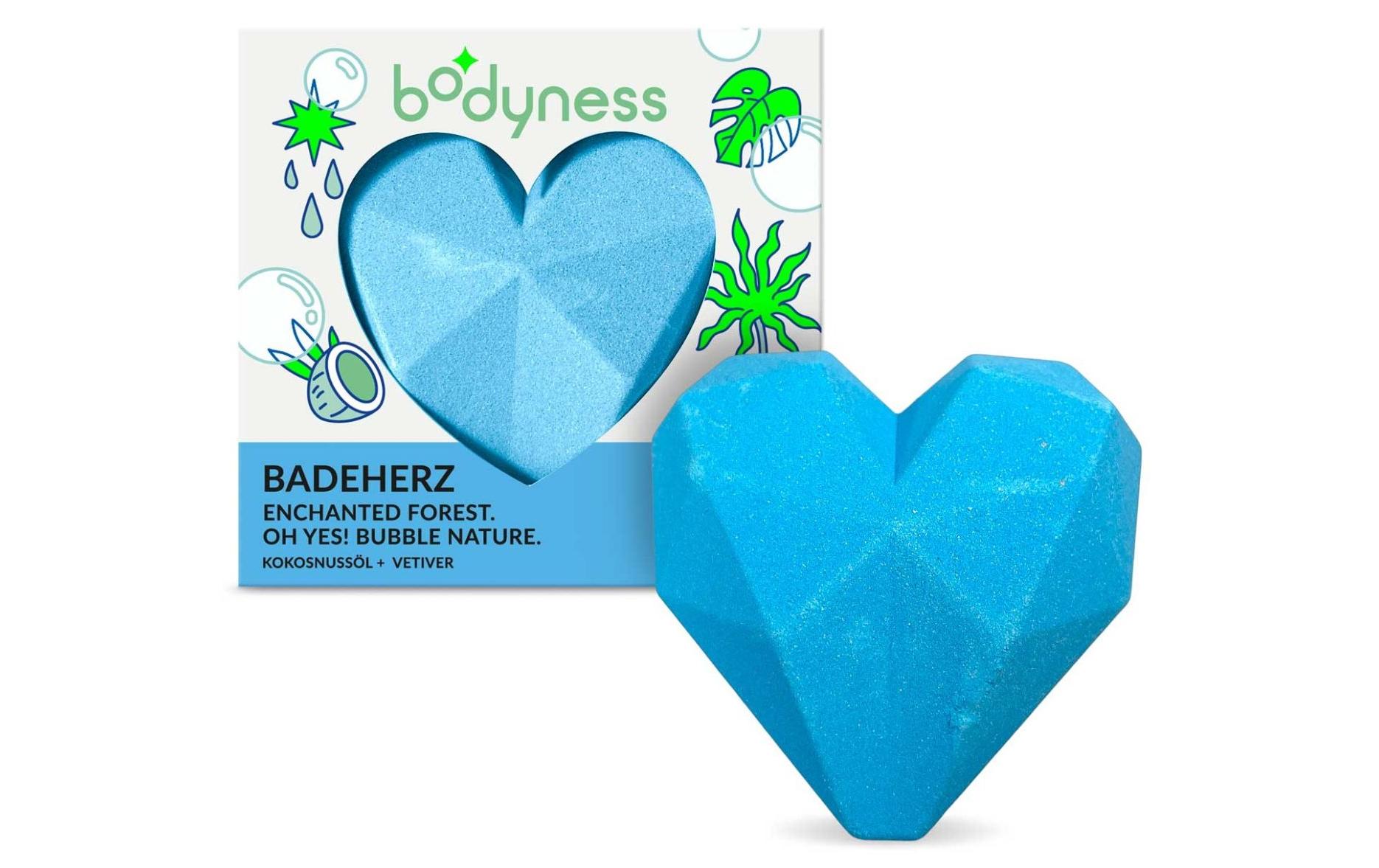 Bodyness Badeherz 1 Stück, assortiertHerzförmige Badebombe mit Marshmallow und Kokosduft