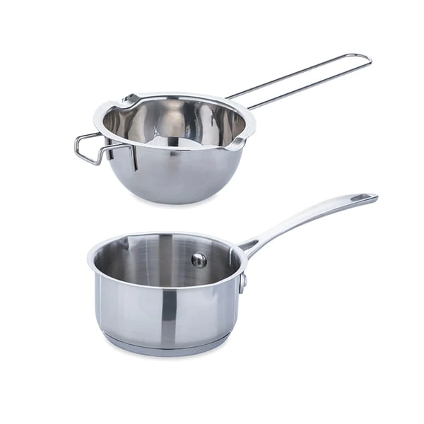 Lot petite casserole inox 12 cm et bol bain-marie inox 14 cm avec poig