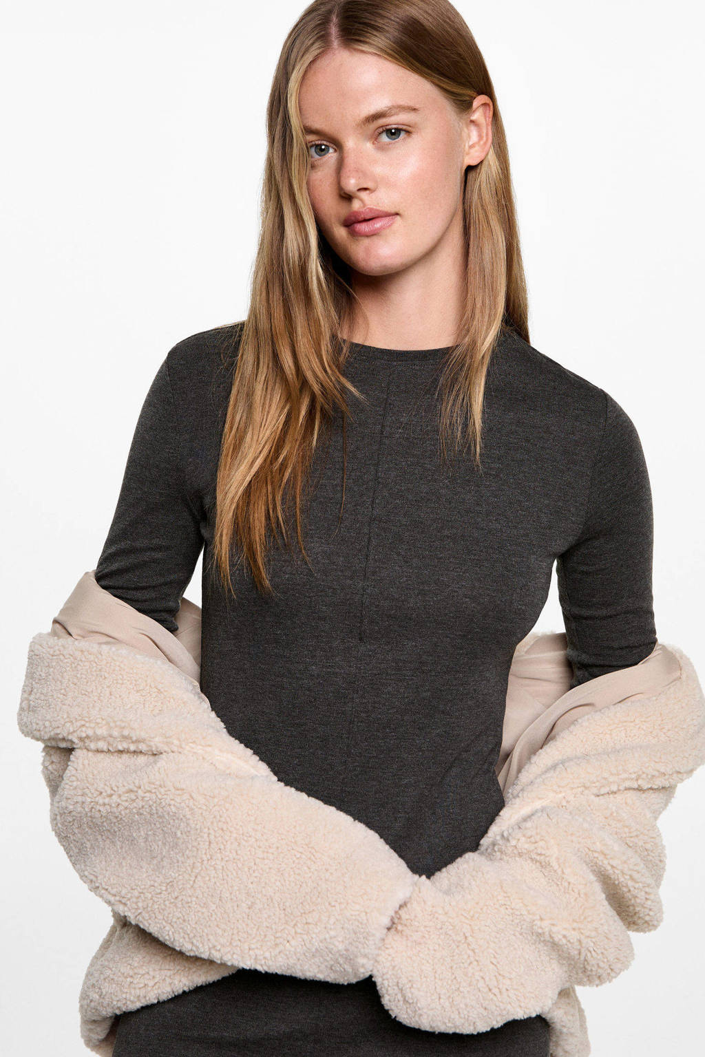 MANGO TEEN bodycon jurk antraciet