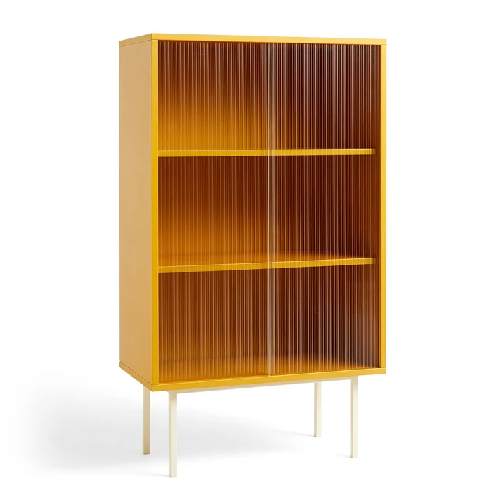 HAY - Colour Cabinet Schrank mit Glastüren, 130 x 75 cm, gelb (freistehend)