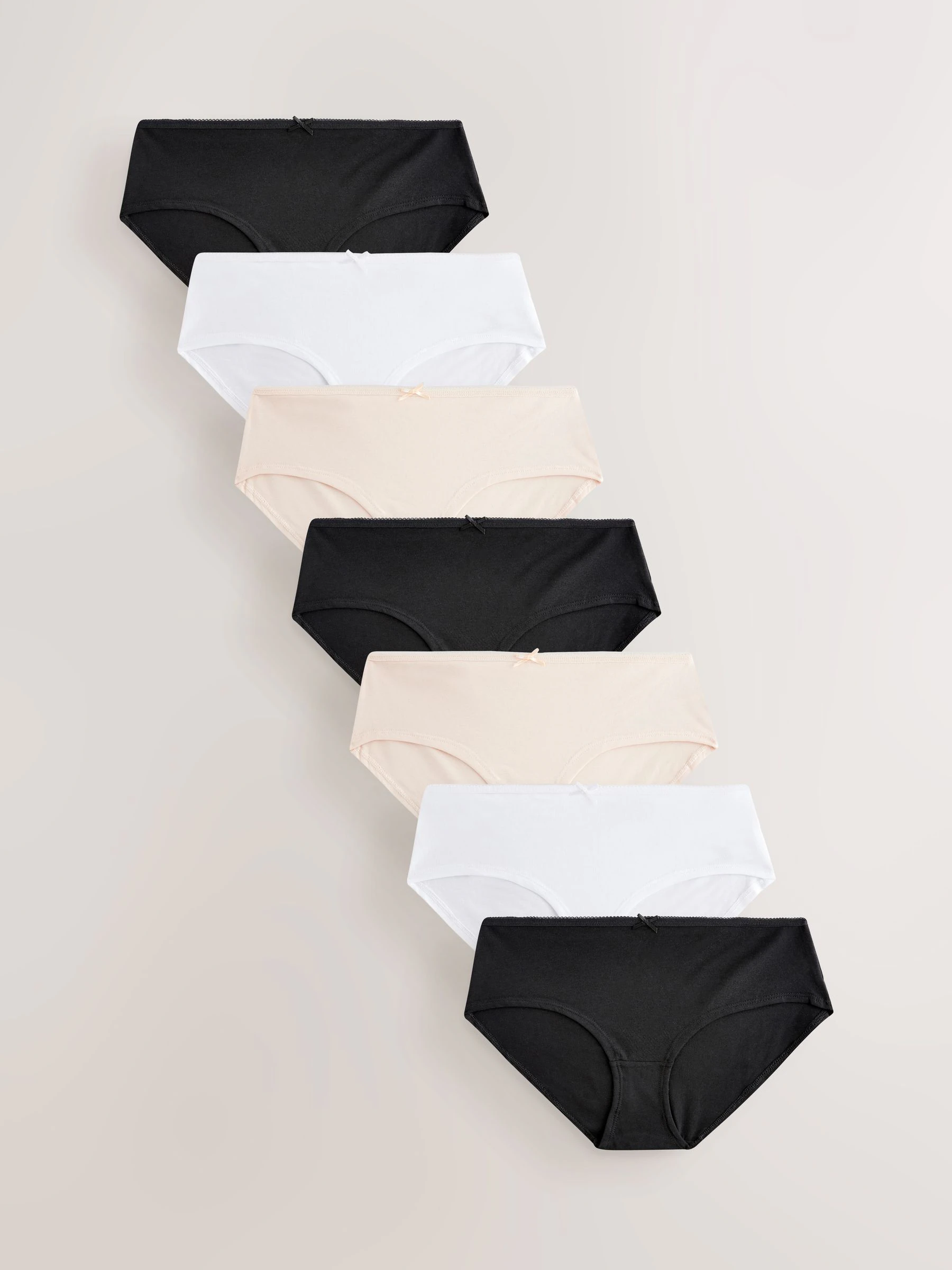 Zwart/pastelroze huidskleur/wit - Set van 7 slips met hoog katoengehalte
