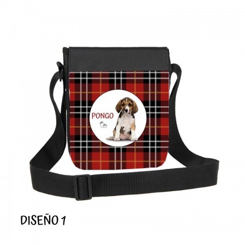 Bolsa de ombro xadrez preta personalizável