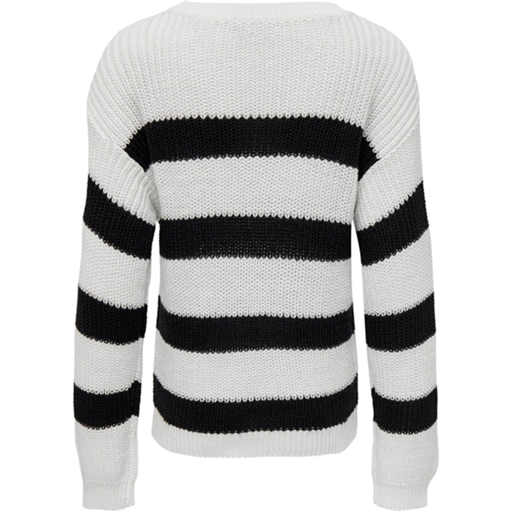 Cloud Dancer Black Sif Striped Strik Bluse