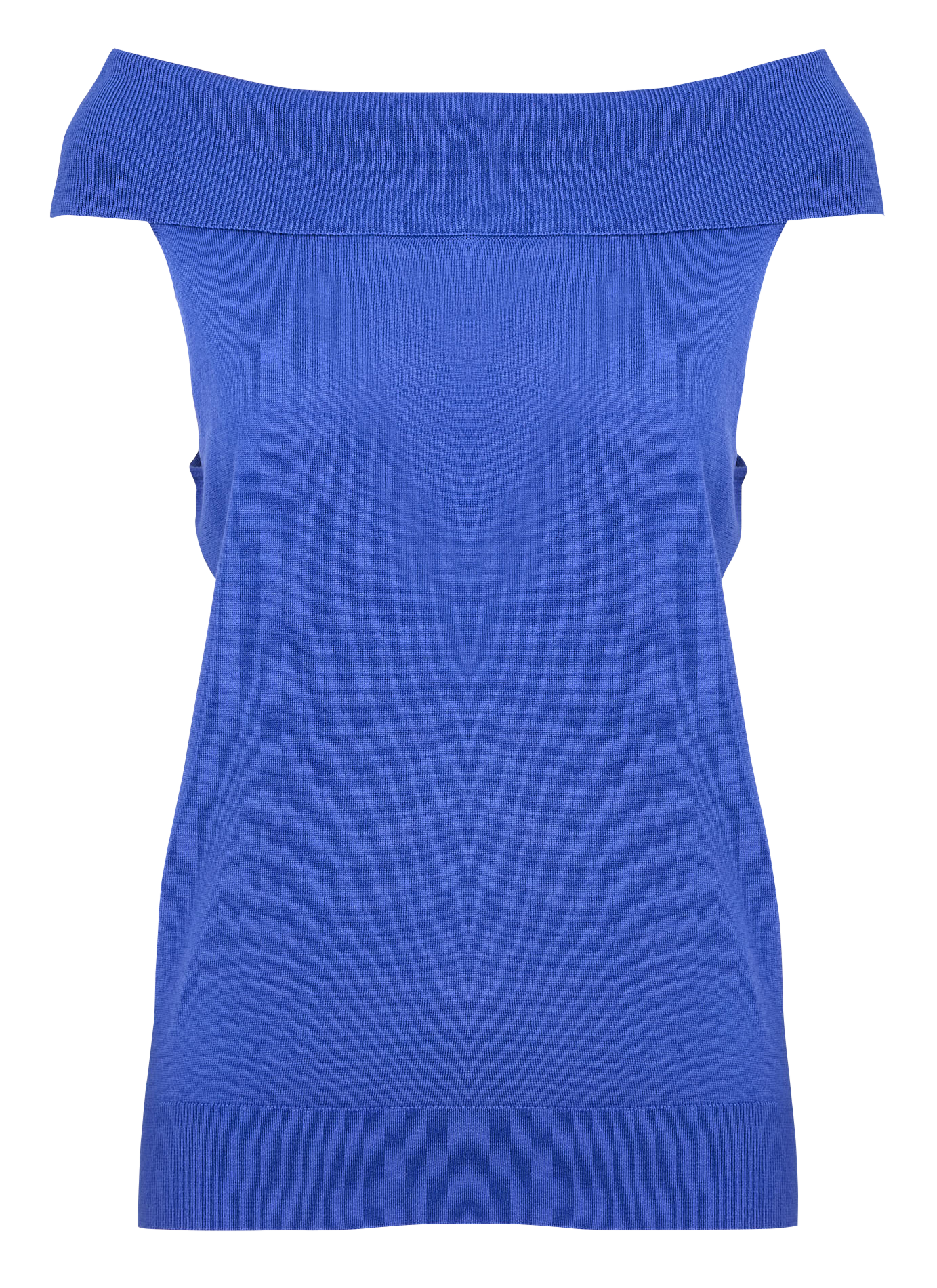 MEGAN - Pull droit sans manches col bardot | Bleu