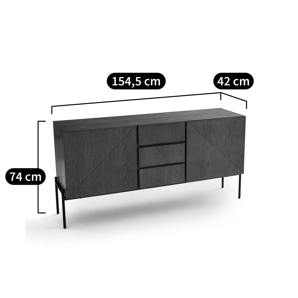LA REDOUTE INTERIEURS<br>Aparador vintage com 2 portas e 3 gavetas, Lodge