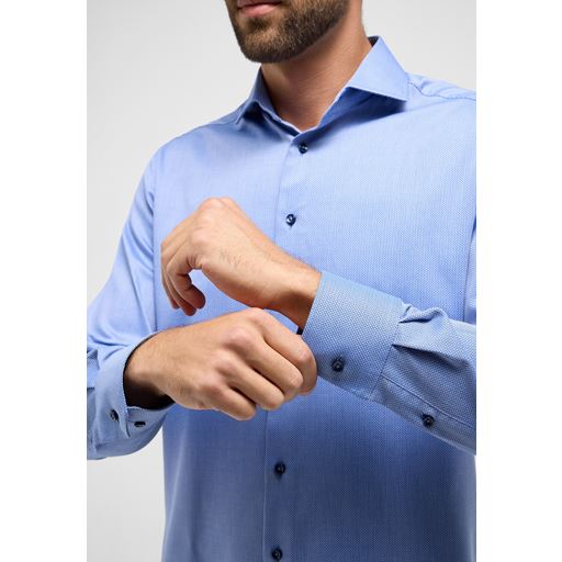 Eterna Modern Fit Micro Print Skjorte, Blå, 44