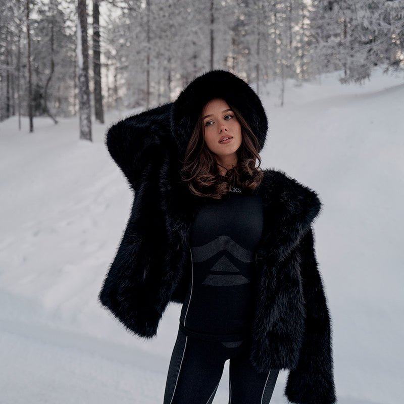 Thermounterwäsche Damen aus recyceltem Polyester Schwarz