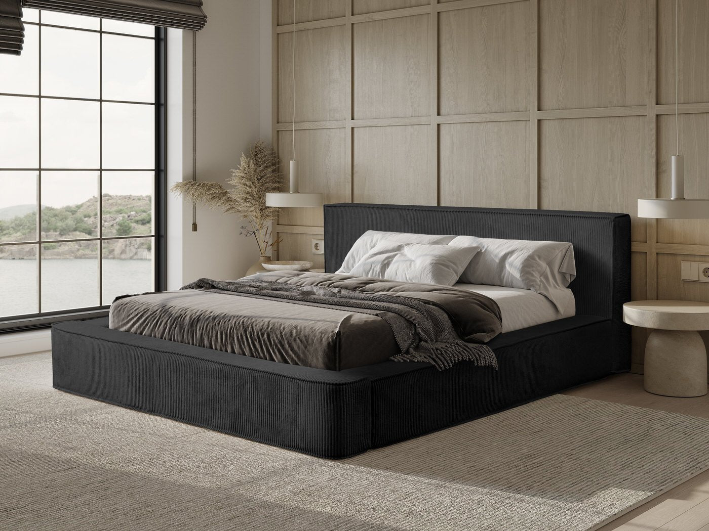 Trae Mobler Harmon 140x200 cm Gestoffeerd Bed Zwart