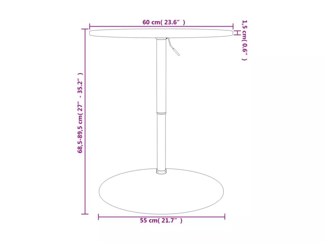 Table de bar Ø60x89,5 cm bois massif de chêne