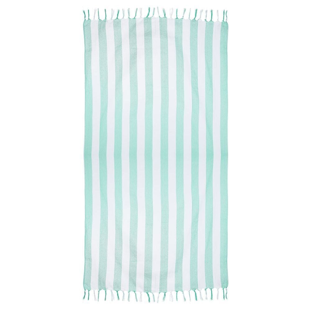 Fouta de plage 1 personne marinière blanc et corail 90x180cm