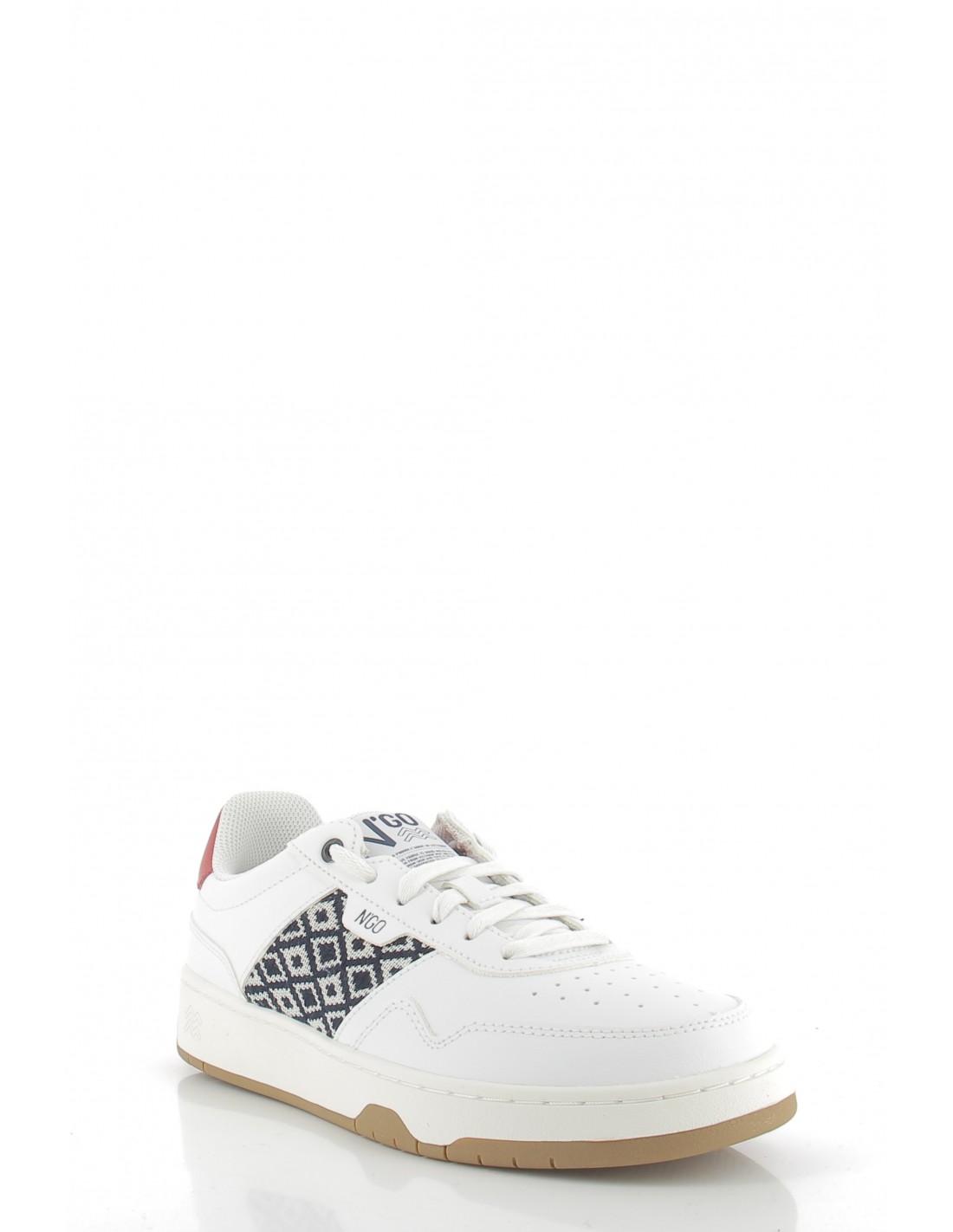 n'go shoes baskets de ville mixte huê classique cuir blanc/noir/rouge