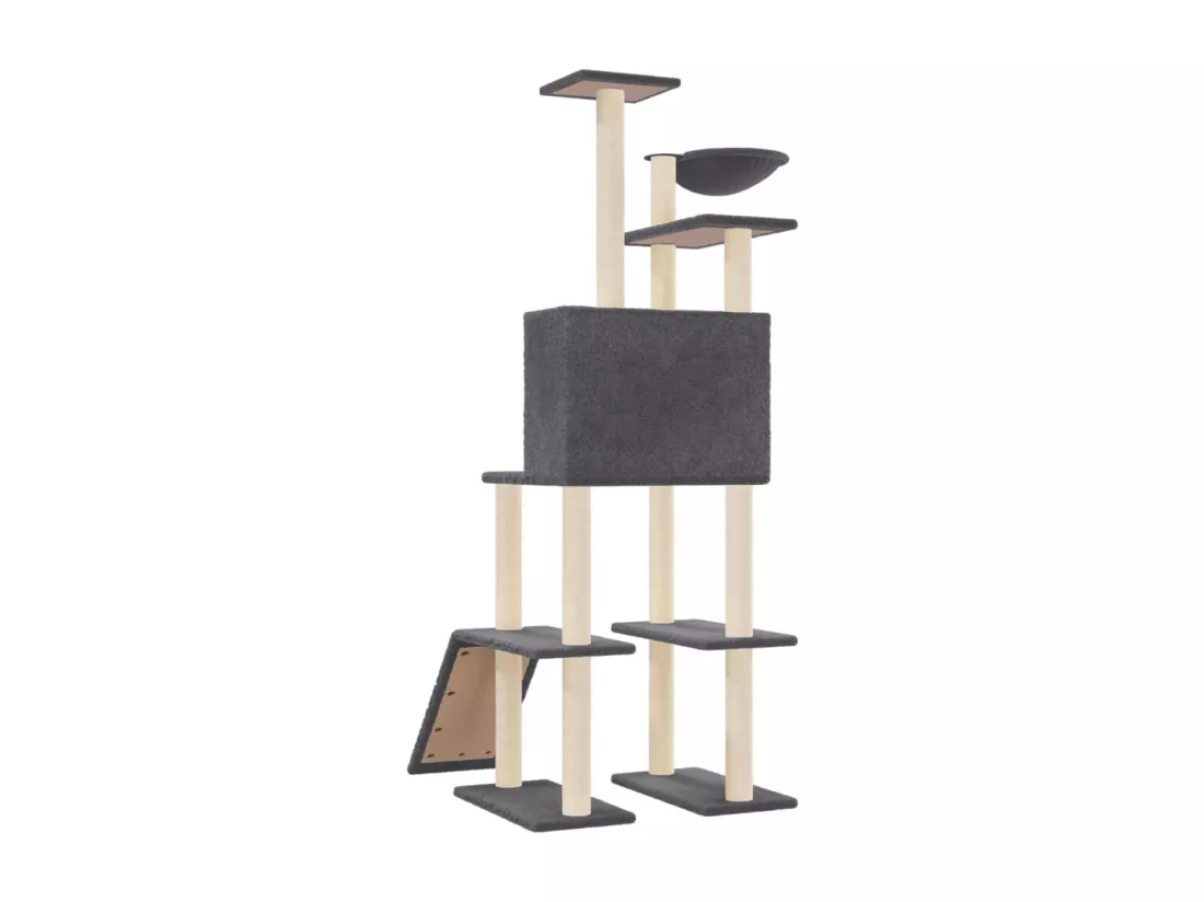 Arbre à chat avec griffoirs en sisal Gris foncé 166 cm
