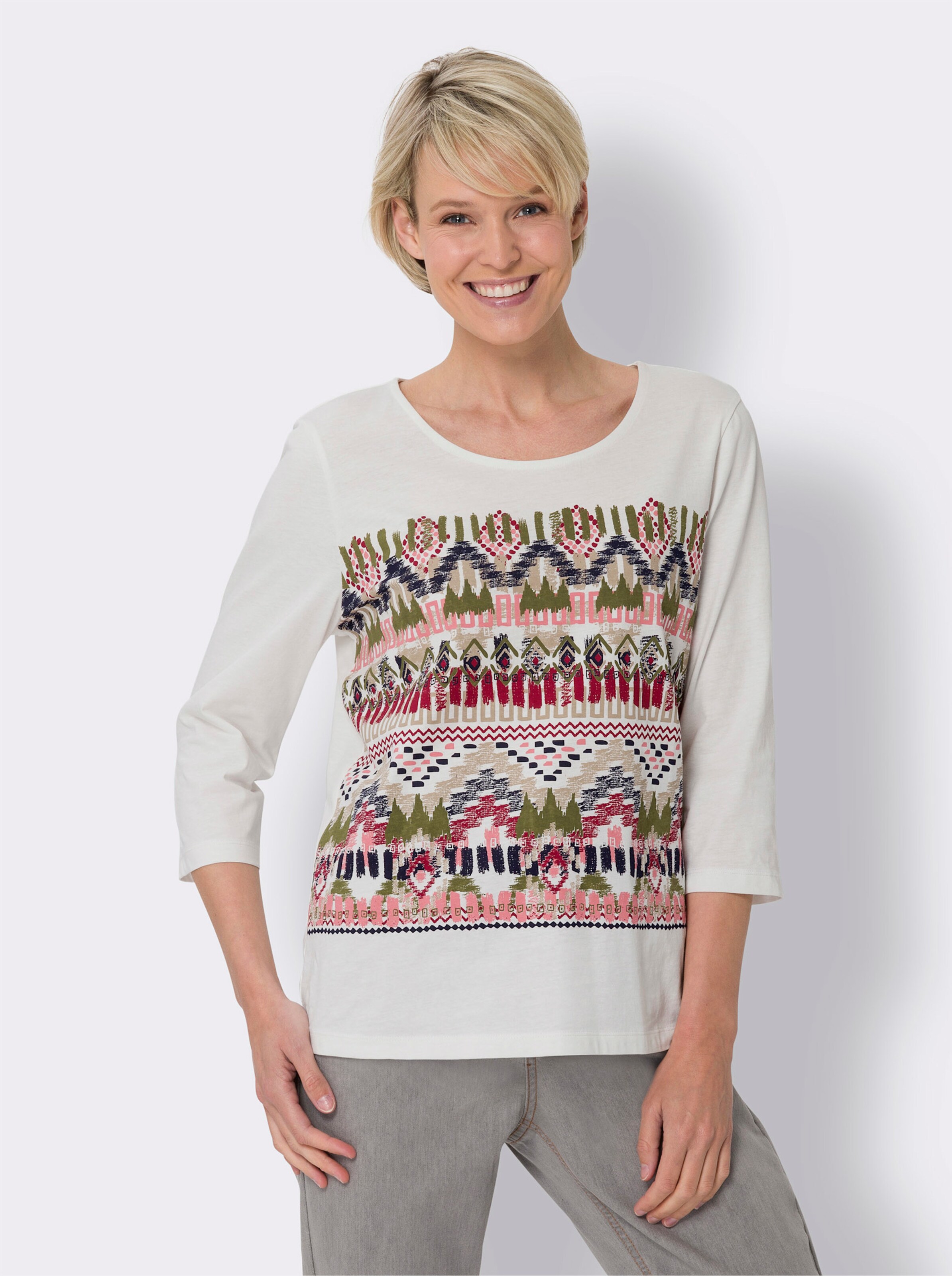 34-Arm-Shirt mit Ethno-Druck