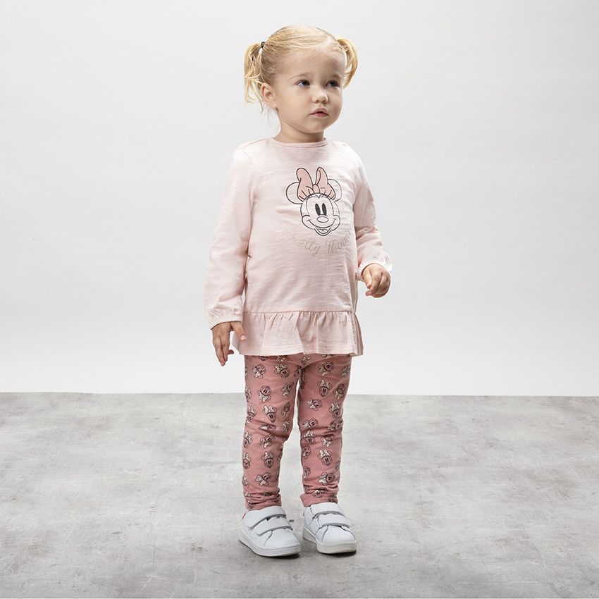 Ensemble avec tunique print Minnie Disney et legging imprimé all-over - Rose