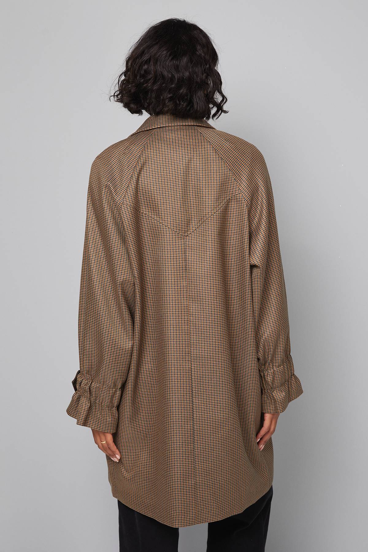 Wallis Manteau à Col à Carreaux Marron