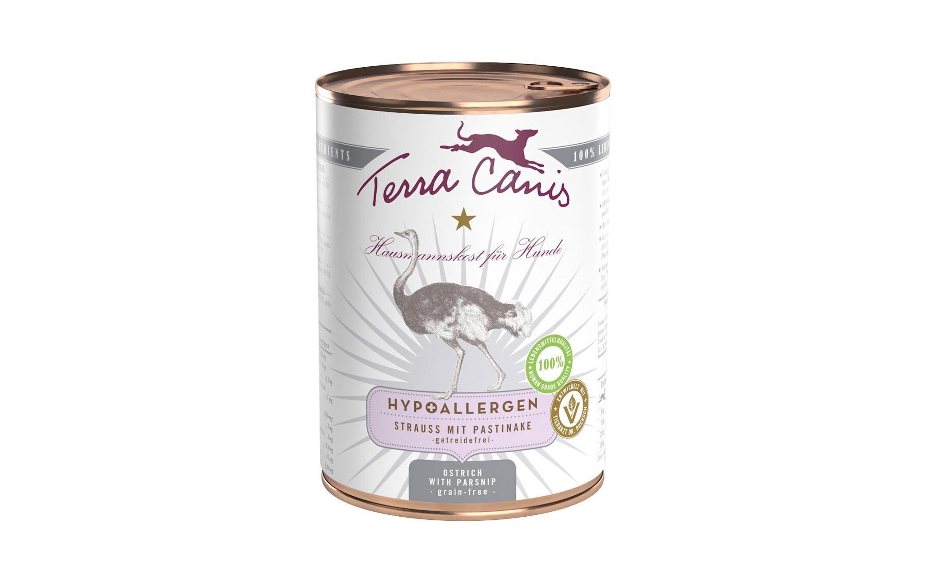 Nassfutter Hypoallergen Strauss, 400 gAlleinfuttermittel für ausgewachsene Hunde