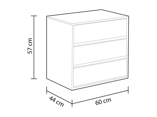 Commode 3 tiroirs aggloméré blanc 60x57x44cm