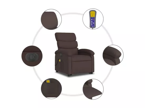 Fauteuil inclinable massant électrique Marron foncé Tissu